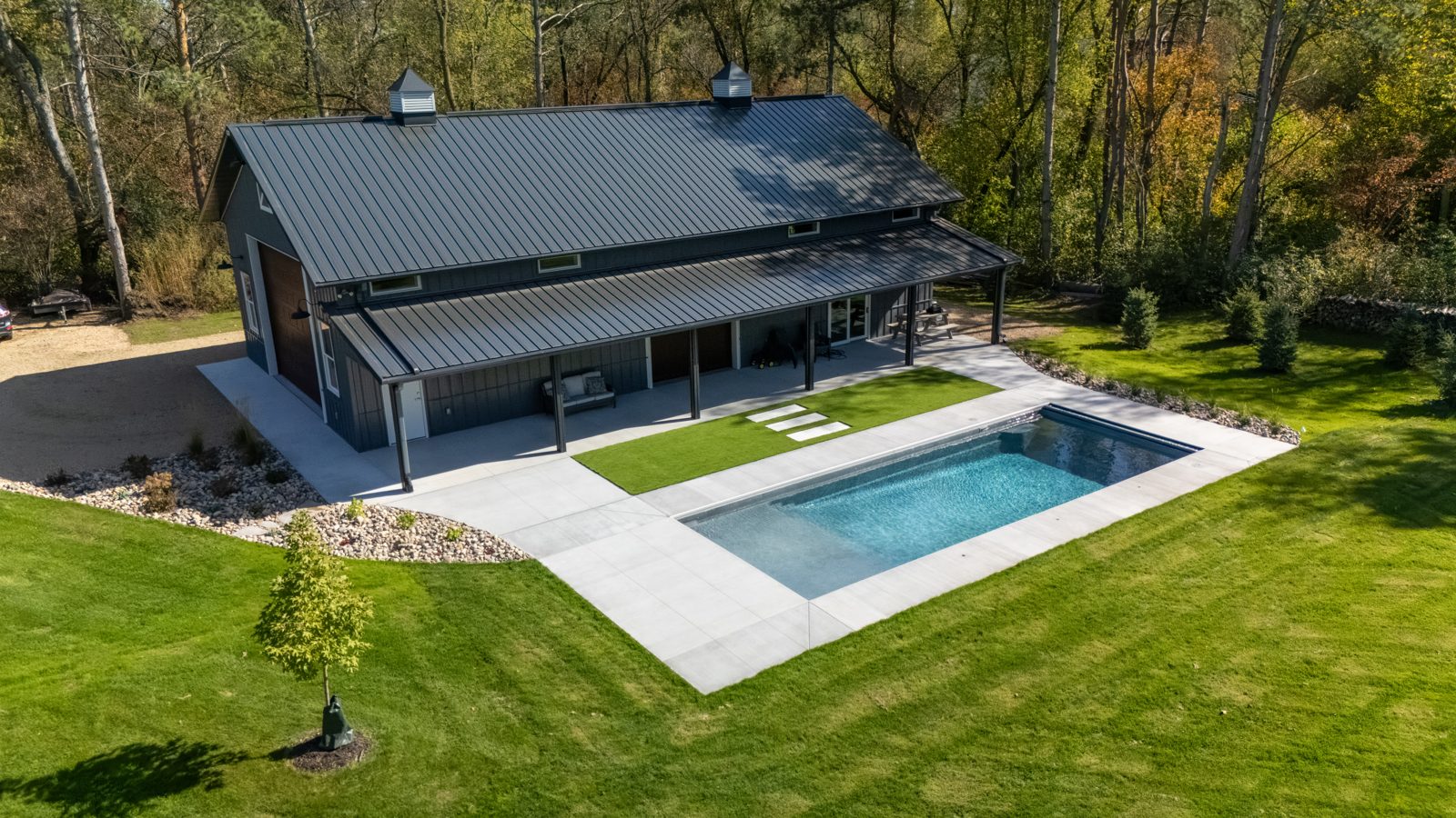 The Backyard Barn: pool & landscape design in Stillwater, MN, designed and built by Schifsky Companies